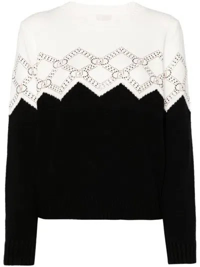 Liu •jo Rhinestone-logo Sweater In Black