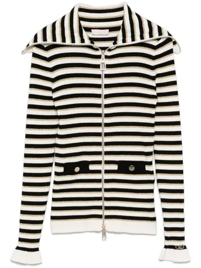 Liu •jo Striped Knit Cardigan In Multicolour