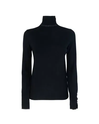 Liu •jo High Neck Wool Jumper In Black