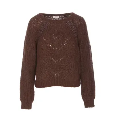 Liu •jo Mixed Alpaca Sweater In Brown