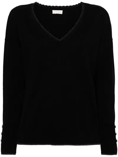 Liu •jo V-neck Sweater In Black