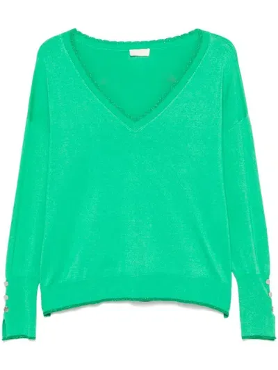 Liu •jo V-neck Sweater In Green