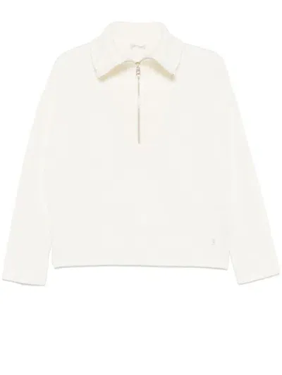 Liu •jo Zip-up Wool Sweater In White