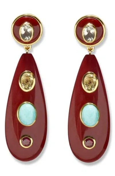 Lizzie Fortunato Torre Earrings In Burgundy