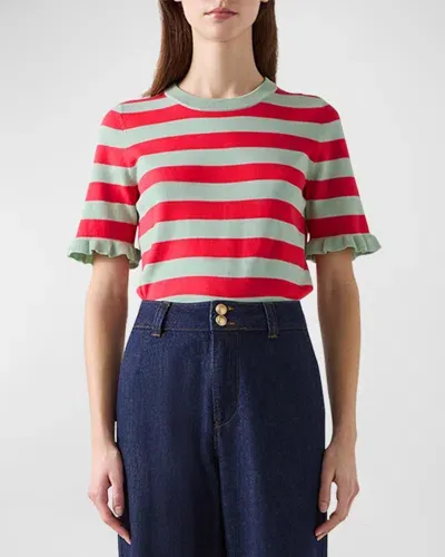 Lk Bennett Bells Striped Crewneck Knit Top In Red Multi