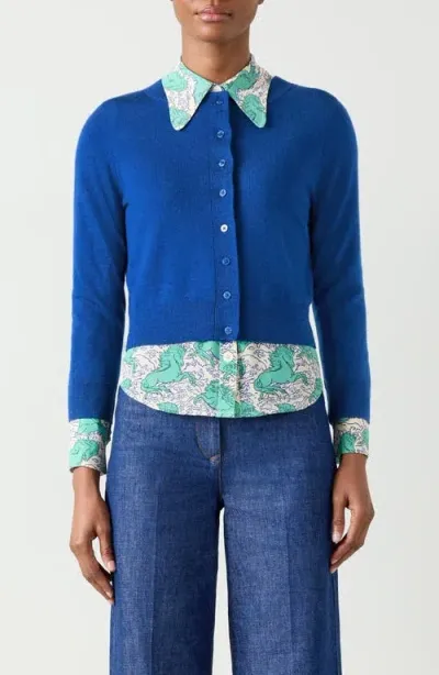 Lk Bennett Connie Merino Wool Cardigan In Blue