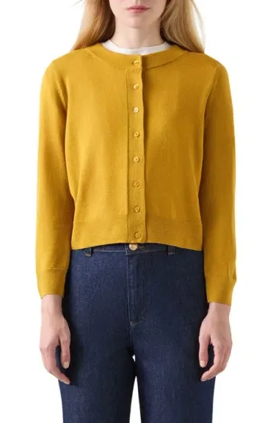 Lk Bennett Connie Merino Wool Cardigan In Ochre