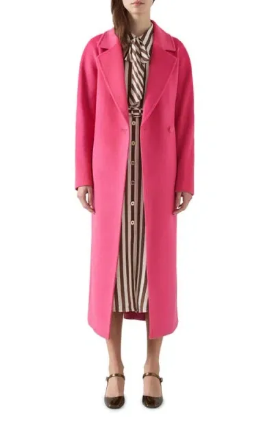 Lk Bennett Frances Tie Belt Wool Coat In Pink