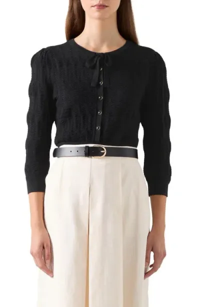 Lk Bennett Freida Pointelle Cardigan In Black