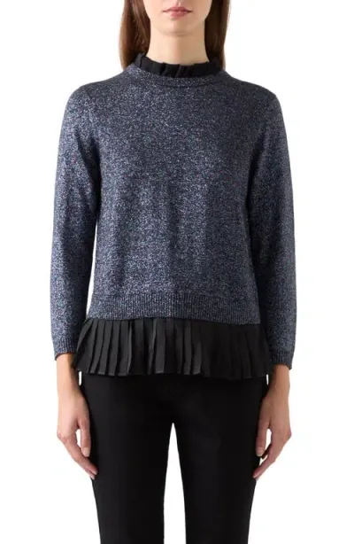 Lk Bennett Mary Pleat Detail Metallic Sweater In Black