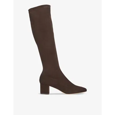 Lk Bennett Womens Bro-dark Chocolate Eldon Block-heel Suede Knee-high Boots