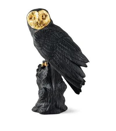 Lladrò Porclain Owl Sculpture In Black