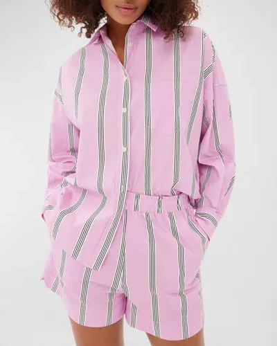 Lmnd The Chiara Classic Poplin Stripe Button-front Shirt In Pink