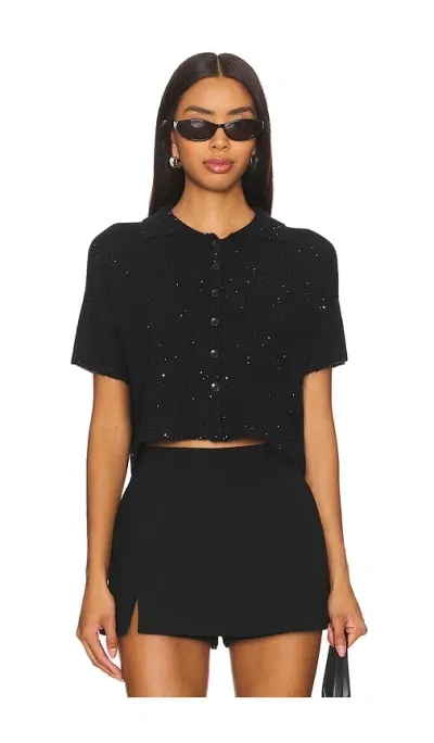 Lna Delfina Sparkle Sweater Top In Black