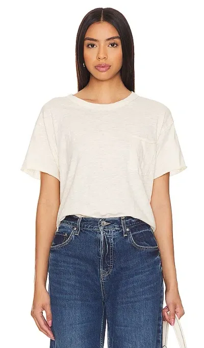 Lna Metallic Thread Cotton Pocket Tee In White