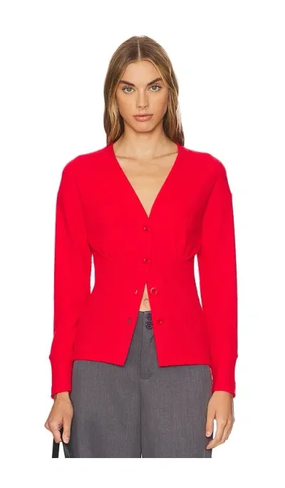 Lna Noel Waffle Cardigan In Red