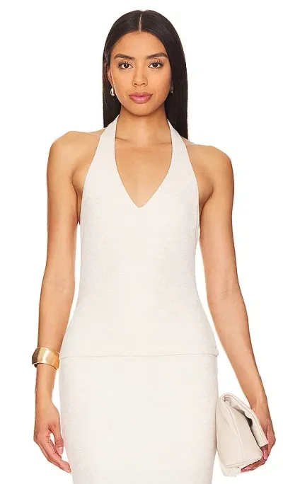 Lna Sophie Rib Halter Top In White