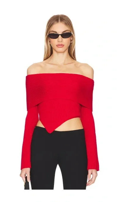 Loba Taz Off The Shoulder Sweater In Red