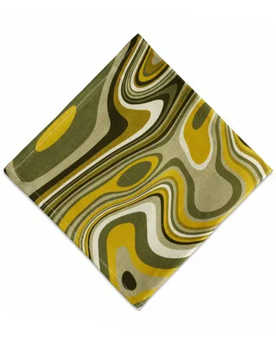 L'objet Sateen Waves Linen Napkins In Green