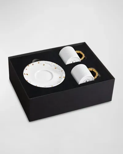 L'objet X Haas Mojave 3-piece Espresso Cup & Saucer Set In Gold