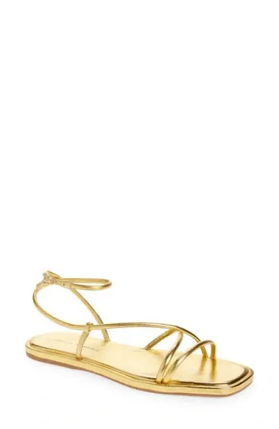 Loeffler Randall Noor Ankle Strap Metallic Sandal In Gold