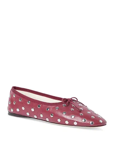 Loeffler Randall Landon Studded Leather Ballerina Flats In Red