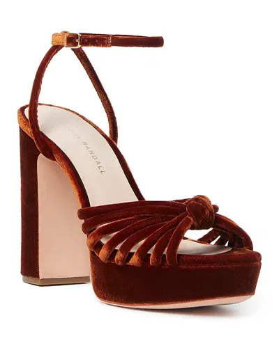 Loeffler Randall Rivka Knotted Velvet Platform Sandals In Red