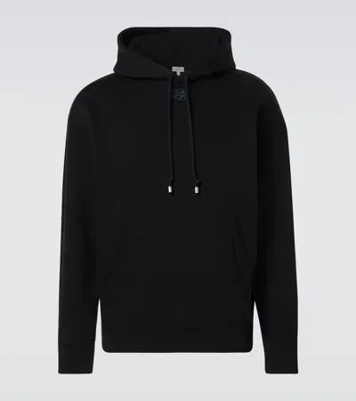 Loewe Anagram Cotton Jersey Hoodie In Black