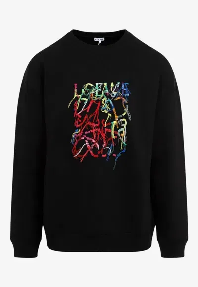 Loewe Anagram Embroidered Sweatshirt In Black