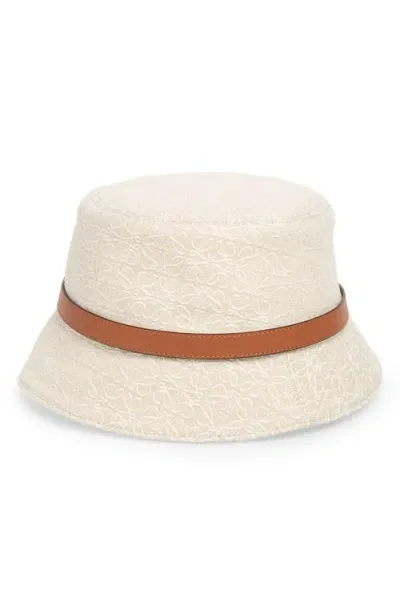 Loewe Anagram Jacquard Bucket Hat In Ecru/soft White