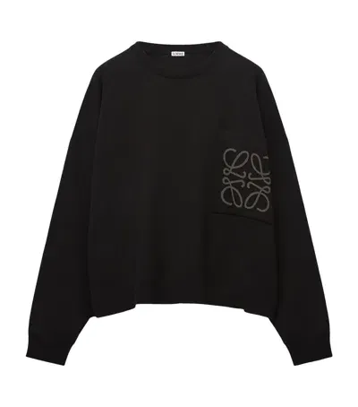 Loewe Anagram Pocket Sweater In Black