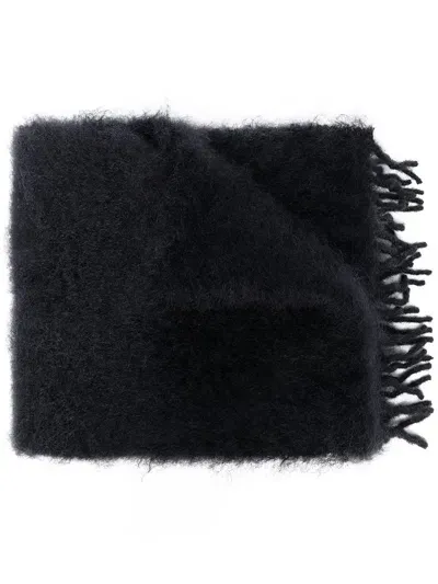 Loewe Anagram Wool Scarf In Black