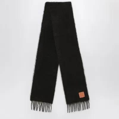 Loewe Black Mohair Scarf In Brown