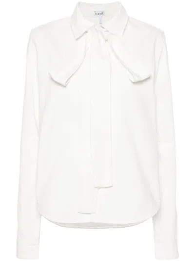 Loewe Bow-detail Cotton Blouse In White