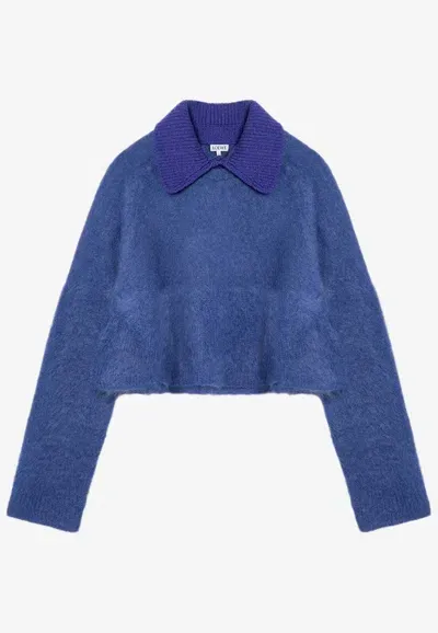 Loewe Brushed Mohair-blend Polo Sweater In Blue