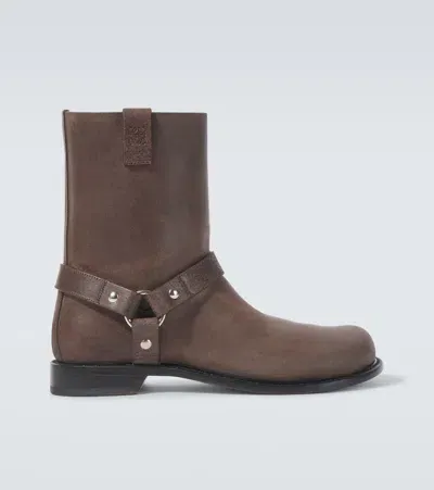 Loewe Campo Leather Biker Boots In Brown