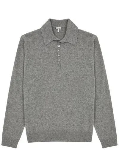 Loewe Cashmere Polo Jumper In Grey