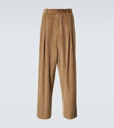 Loewe Cotton And Cashmere Corduroy Wide-leg Pants In Brown