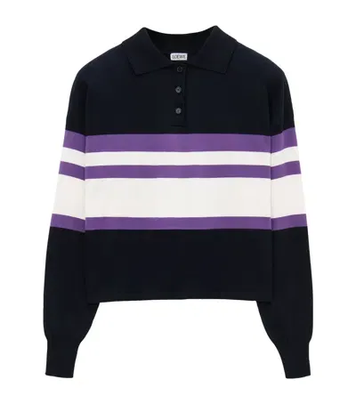 Loewe Cotton Polo Sweater In Blue