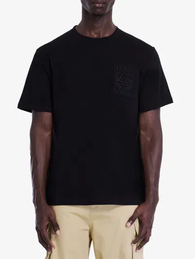 Loewe Logo-embroidered Cotton-jersey T-shirt In Black