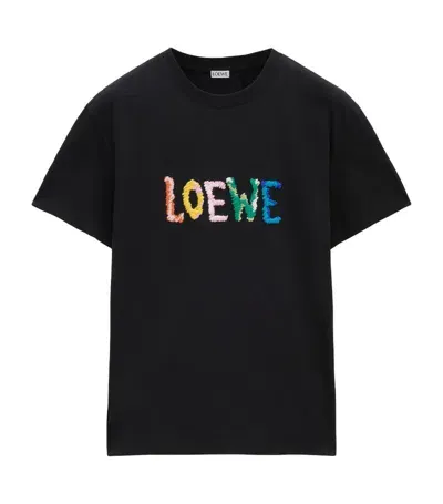 Loewe Slim Fit Logo-embroidered Cotton-jersey T-shirt In Black