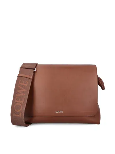 Loewe Flamenco Logo Printed Shoulder Bag In Brown