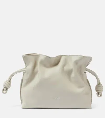 Loewe Flamenco Mini Leather Clutch In White