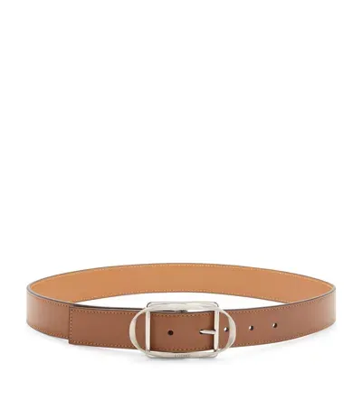 Loewe Leather Curved-buckle Belt In Brown