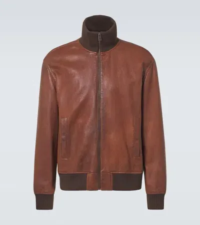 Loewe Leather Jacket In Brown