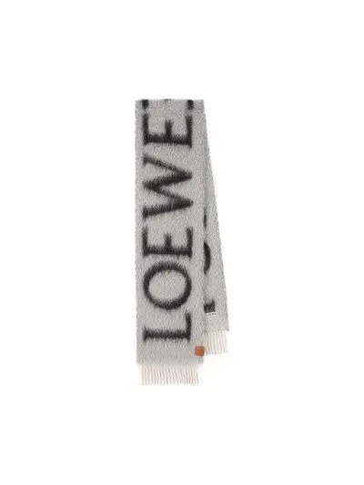 Loewe Logo Intarsia Fringed Scarf In Multi