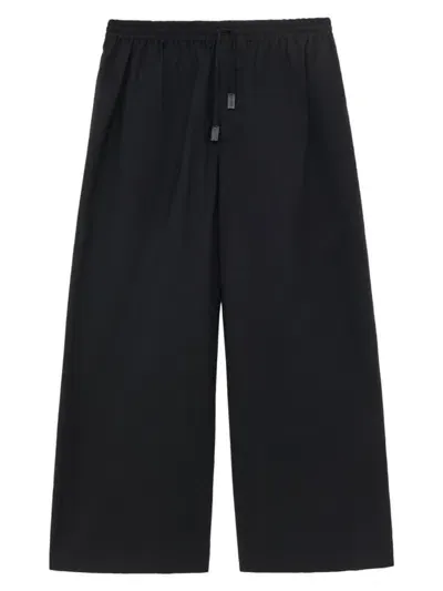 Loewe Paula's Ibiza Straight-leg Cropped Cotton-blend Drawstring Trousers In Black