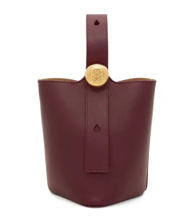 Loewe Mini Leather Pebble Bucket Bag In Red