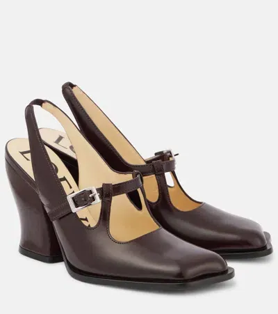 Loewe Onda Brushed Leather Slingback Pumps In Burgundy