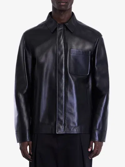 Loewe Overshirt In Lambskin Nappa In Black